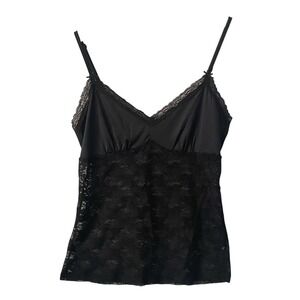 John Galt‎ California Black Lace Camisole Top V-Neck Adjustable Strap Sz Small